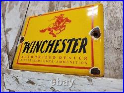 Vintage Winchester Porcelain Sign Ammunition Dealer Gun Firearm Pistol Hunting