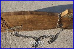 Vintage Wood Fish Sign Marble Eye Carved Fishing trade sign with chain bass pike