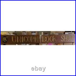 Vintage Wood Sign Unicorn Book Shop Handcarved