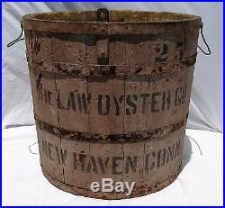 Vintage Wooden Oyster Bucket New Haven Connecticut