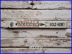 Vintage Wrigleys Gum Porcelain Sign Door Push Bar General Store Candy Chewing