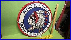 Vintage advertising Peerless American standard oil com sign original porcelain