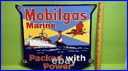 Vintage advertising mobilgas marine sign original porcelain