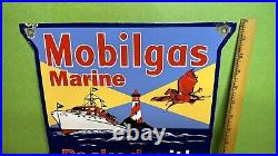 Vintage advertising mobilgas marine sign original porcelain