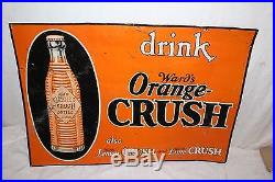 Vintage c. 1930 Ward's Orange Crush Soda Pop Bottle 28 Embossed Metal Sign