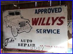 Vintage large Willys jeep Service Station Advertising Wood Sign 46.5x30in