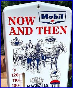 Vintage metal Mobil gas Oil Thermometer Sign great Graphics Mobil History piece