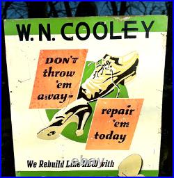 Vintage old Cats Paw Tex Shoe Repair Metal Sign cool graphics 19.5 by 28