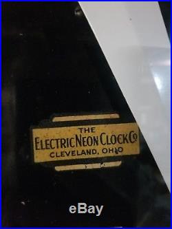 Vintage old antique cleveland neon clock not porcelain sign gas station
