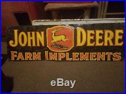 Vintage old original John Deere metal sign farm tractor barn gas oil embossed