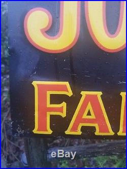 Vintage old original John Deere metal sign farm tractor dealership sales gas oil