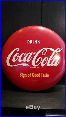 Vintage, original 1947 16 Coca-Cola button sign