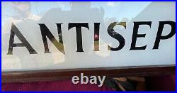 Vintage pharmacy sign Antiseptics, Reverse Painted Glass