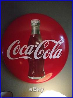 Vintage porcelain 36 inch Coca Cola button sign