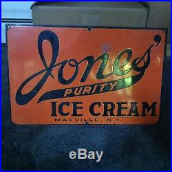 Vintage porcelain Jones Purity ice cream sign