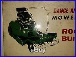 Vintage rare root built range rider lawn mower advertisement metal sign