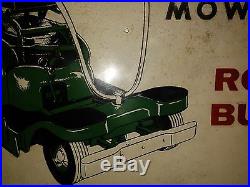 Vintage rare root built range rider lawn mower advertisement metal sign