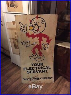 Vintage1950's Reddy Kilowatt Large Metal Sign