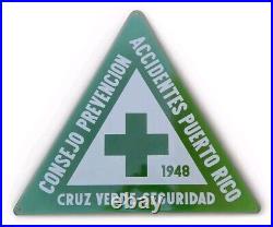 Vtg 1948 Accident Prevention Counsel Of Puerto Rico Advertising Sign Cruz Verde