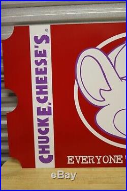 Vtg Chuck E Cheese Pizza Big Giant Ticket Sign Advertising 42x23