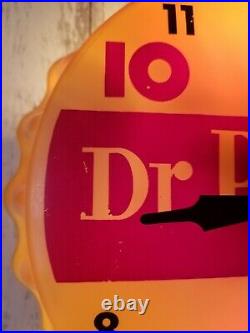 Vtg Dr Pepper 10 2 4 Bottle Cap Electric Light Clock Advertising sign 11 Works