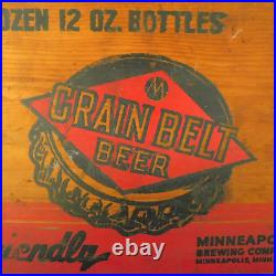 Vtg. Grain Belt Beer Bottle Wood Crate / Bottlecap Logo / Mpls. Brewing Co. Rare