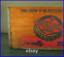 Vtg. Grain Belt Beer Bottle Wood Crate / Bottlecap Logo / Mpls. Brewing Co. Rare