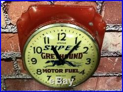 Vtg Ingraham Advertising Greyhound Fuel-oil Gas Station Garage Wall Clock Sign