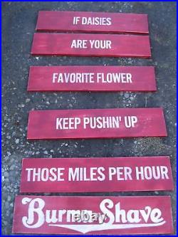 Vtg Look Burma Shave Reproduction Wood Sign HP 6 Pcs Any Slogan You Choose