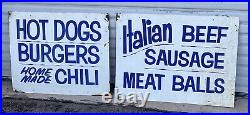 Vtg Metal Advertising Signs Food Trucks-Street, Hotdog Stand/Restaurant Italian