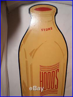 Vtg Original 1950s Hood's Milk Store Advertising Dairy bottle Stand up Sign RARE
