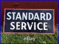 Vtg Original 8'x4' STANDARD SERVICE Porcelain Advertising Sign Gas Oil Station