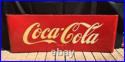 Vtg RARE 1950 Double Side Coca Cola Sled Sign 68 X 24 Original with Provenance