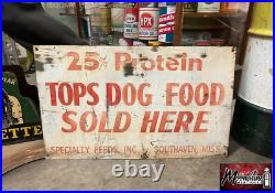 Vtg TOPS DOG FOOD Feed Store Sign
