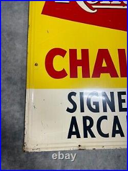 Vtg original Remington Chainsaw dealer sign Stout Sign co Arcadia, Mo 45x57