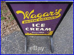 WAGAR'S Dutch Colony ICE CREAM Double-Sided Sidewalk Sign Vintage Advertising