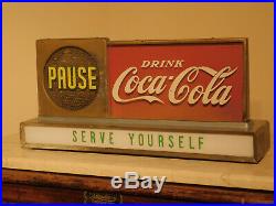 WORKING Coca Cola Lighted Motion Advertising Countertop Sign Vintage 1950's Coke