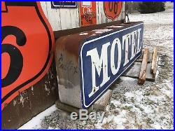 WOW! VinTagE Original MOTEL 2 Sided Pole Sign NEON Hotel PORCELAIN Gas Oil BIG