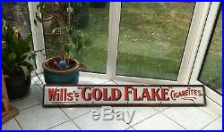 Willss Gold Flake Cigarettes Vintage Original Enamel Advertising Sign