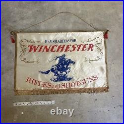 Winchester Dealer Flag Vtg Banner Old Original Retail Store Advertising Sign