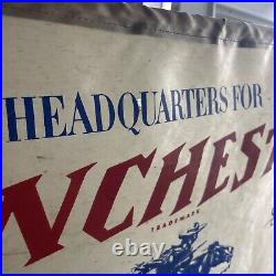 Winchester Dealer Flag Vtg Banner Old Original Retail Store Advertising Sign